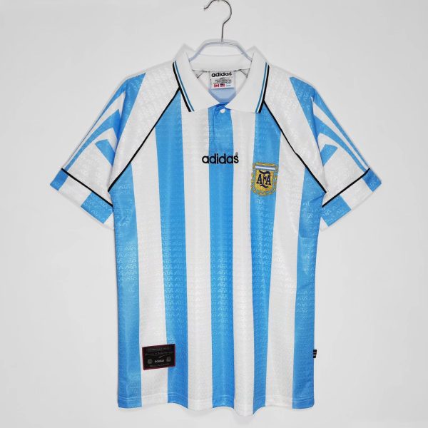 1996-97 Argentina Home Retro Soccer Jersey Sky Blue White