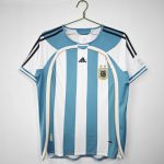 Argentina 2006 Home Retro Football Jersey – Sky Blue/White