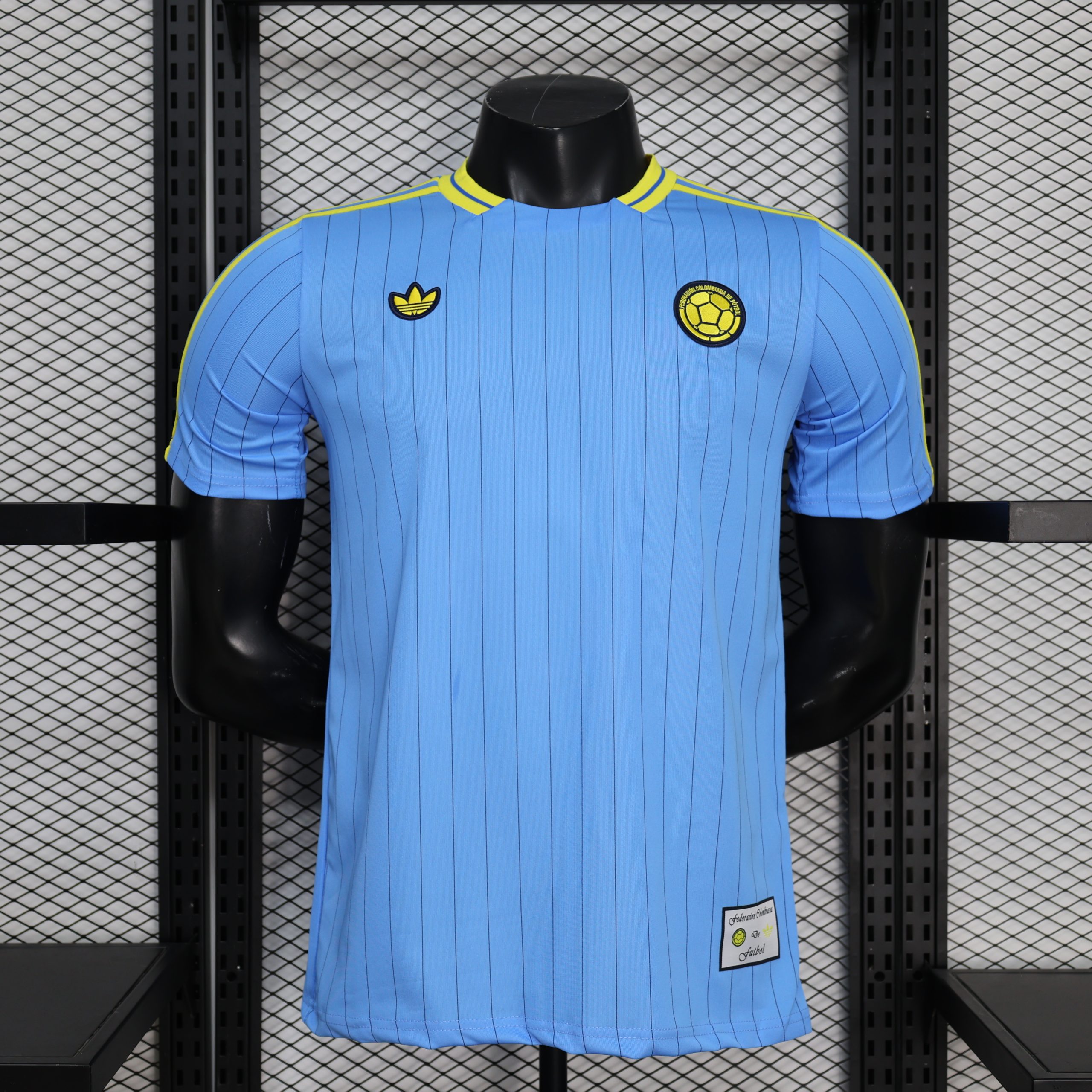 30965337 Colombia Retro Special Edition Blue Soccer Jersey - Image 1