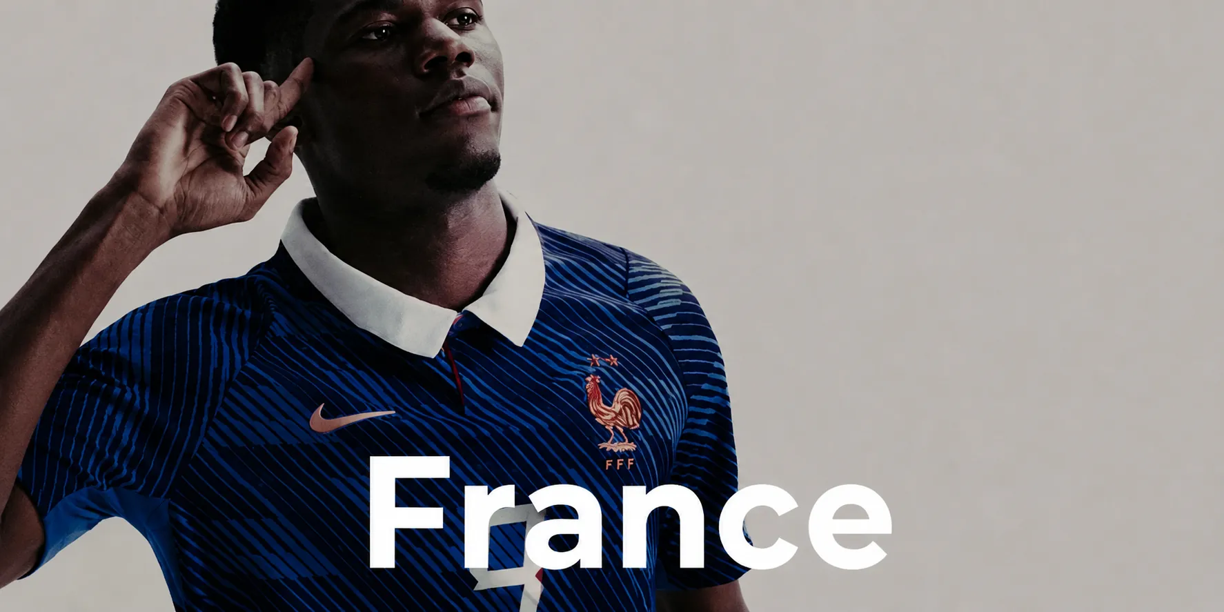 France football jersey with player on navy kit background