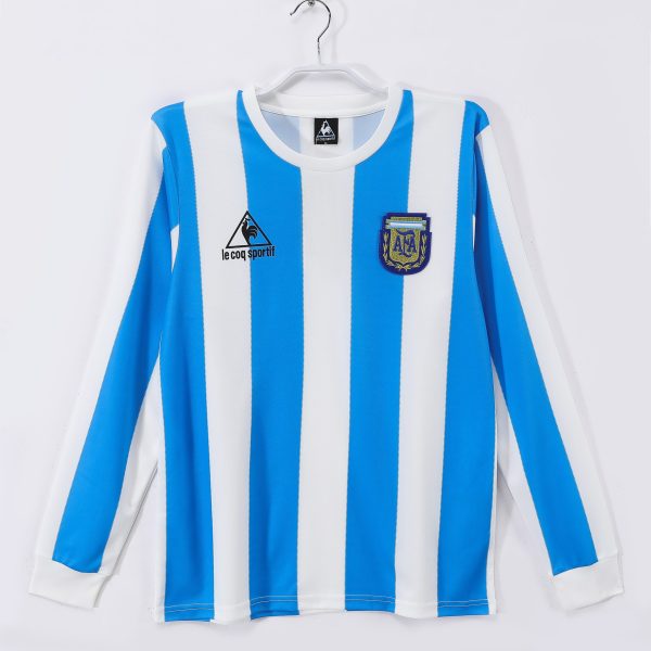 Argentina 1986 Home Long Sleeve Retro Jersey – Sky Blue/White