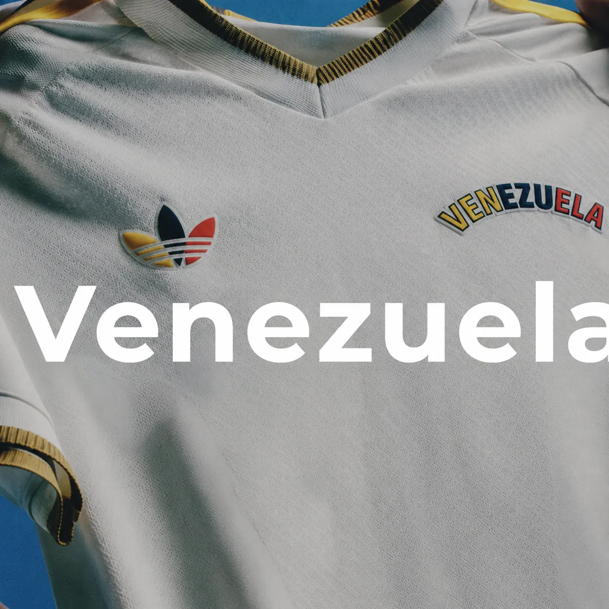 Venezuela football jersey on white fabric background