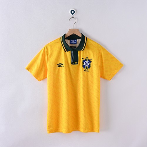 small (4) Brazil 1991-93 Home Retro Jersey – Yellow - Image 1