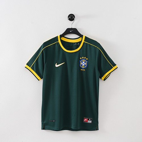 small (6) Brazil 1998 Goalkeeper Retro Jersey – Green/Yellow - Image 1