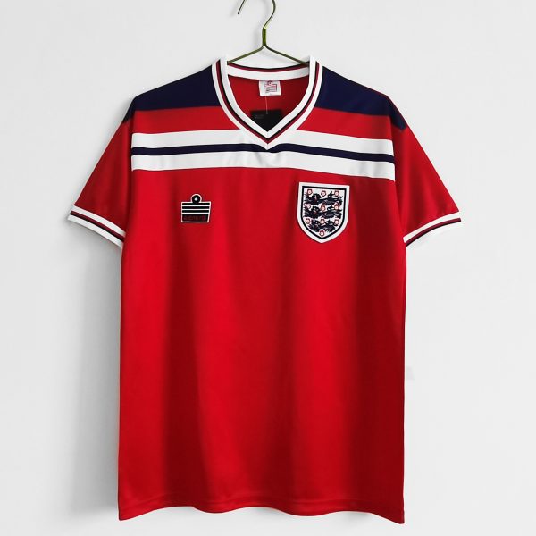 1982 England Away Red Retro Soccer Jersey