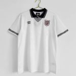 1990 England Home White Retro Soccer Jersey