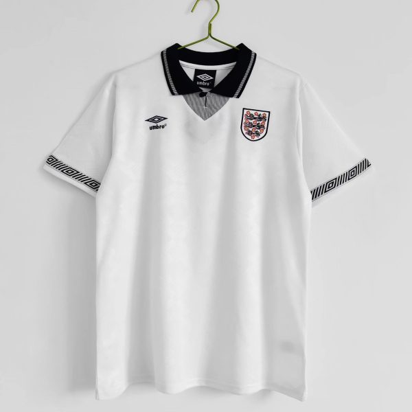 1990 England Home White Retro Soccer Jersey