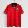 1990 England Away Red Retro Soccer Jersey
