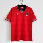 1990 England Away Red Retro Soccer Jersey