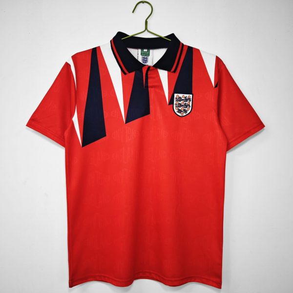 1992 England Away Red Retro Soccer Jersey