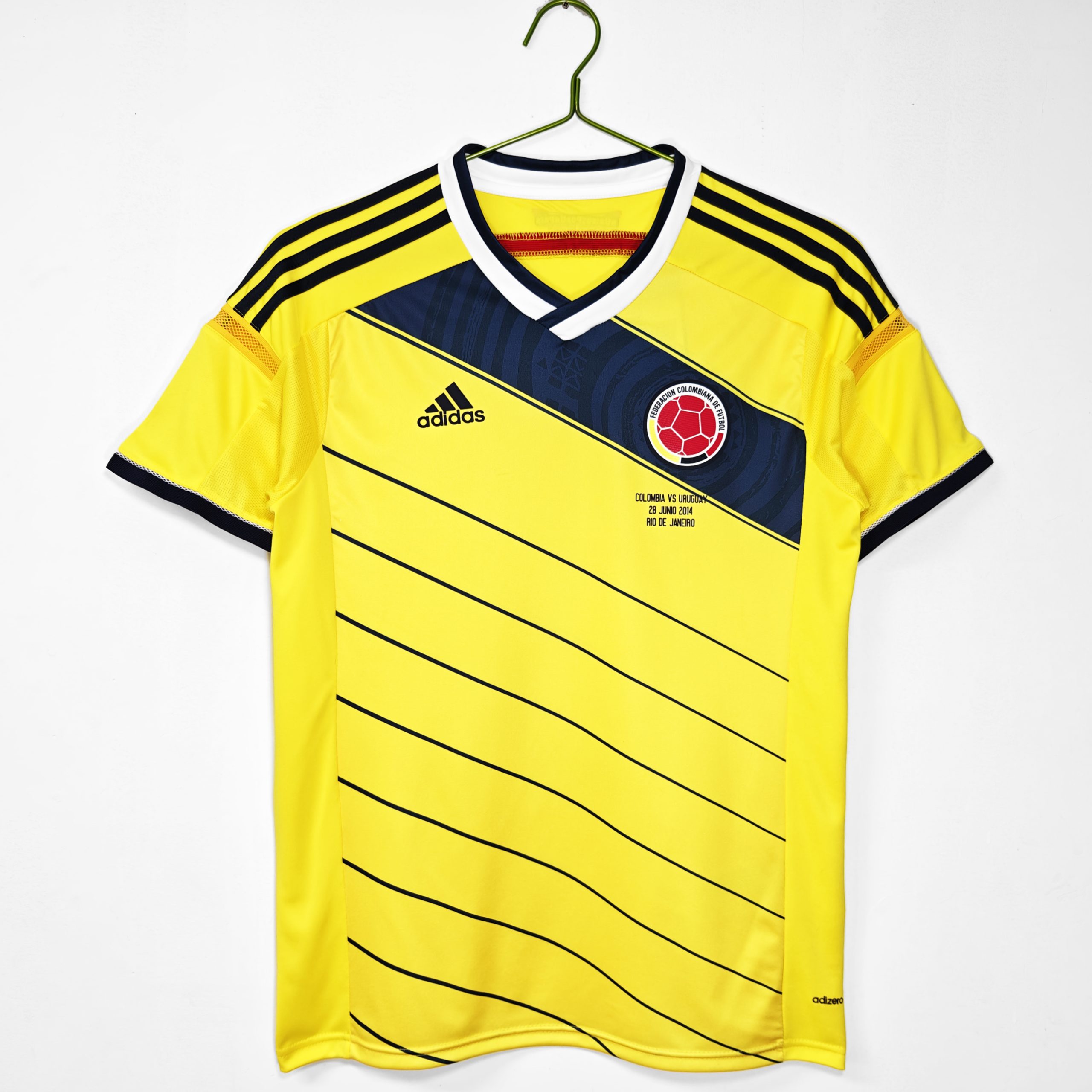 2014E8B59BE5ADA3E593A5E4BCA6E6AF94E4BA9AE4B8BBE59CBAE5A48DE58FA48A-scaled-1.jpg Colombia 2014 Home Retro Jersey – Yellow - Image 1