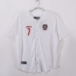 Portugal 2025 Special Edition Baseball Jersey – White Pinstripe Ronaldo 7