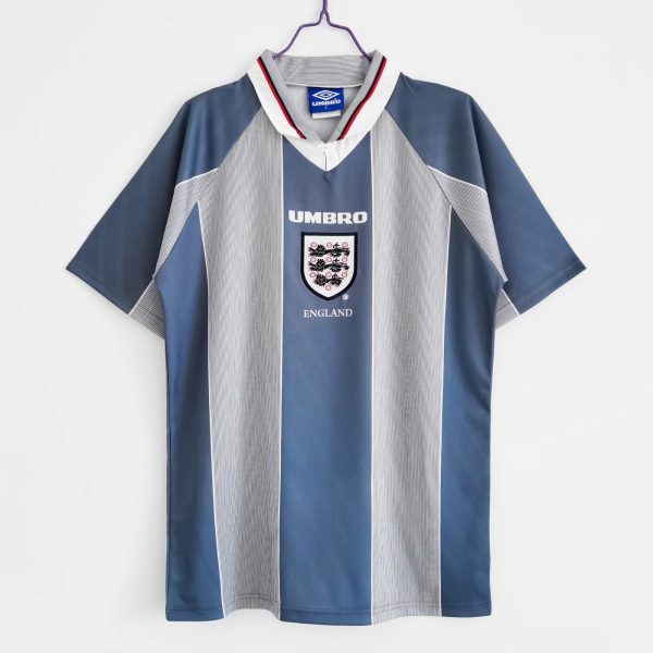 1996 England Away Grey Blue Retro Soccer Jersey