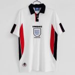 1998 England Home White Retro Soccer Jersey