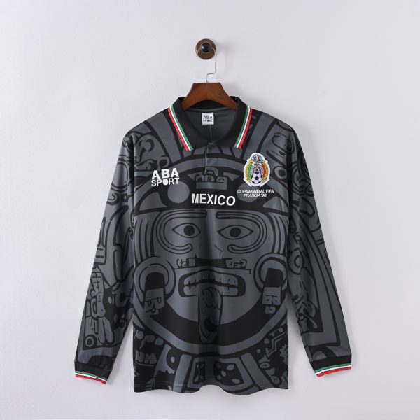 Mexico 1998 Third Long Sleeve Retro Jersey – Black/Gray