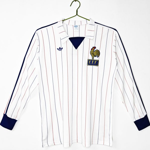 1980-82 France Away Long Sleeve Retro Soccer Jersey White