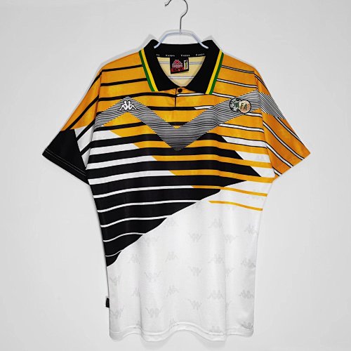 small (1) 1998 South Africa Home Retro Soccer Jersey Yellow Black Green - Image 1