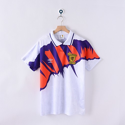 small (4) Scotland 1991-93 Away Retro Jersey – White/Purple/Orange - Image 1
