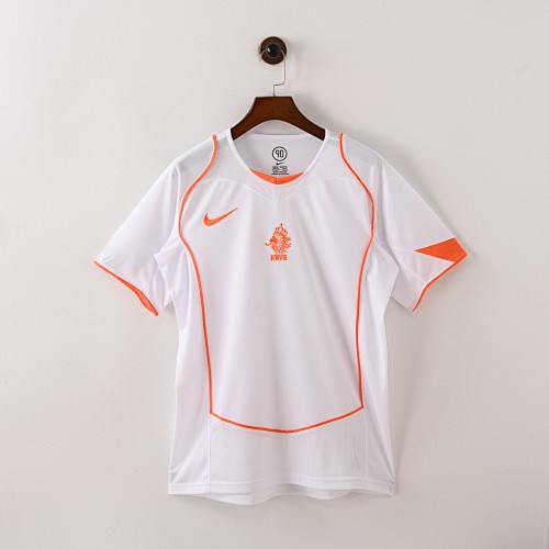 small (5) Netherlands 2004 Away Retro Jersey – White/Orange - Image 1